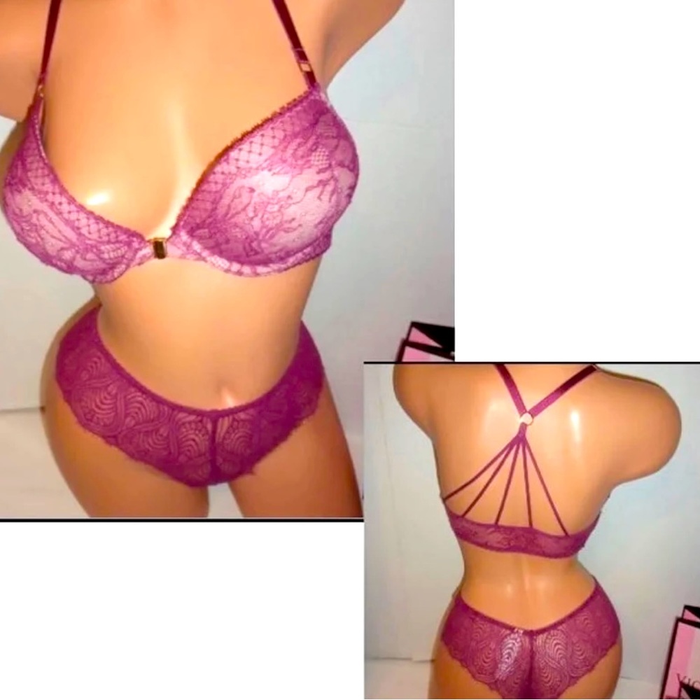 32D~Victoria’s Secret Bombshell Plunge Bra & Cheeky Panty(SM lingerie Set